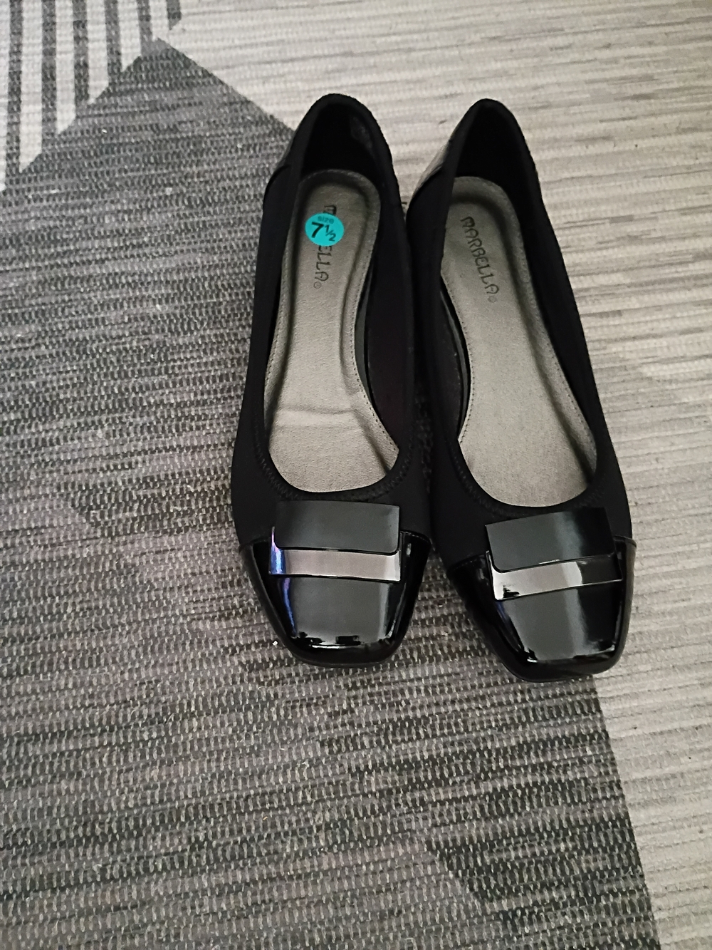 Marbella Black Women's Square-Toe Ballet Flats Size 7.5
